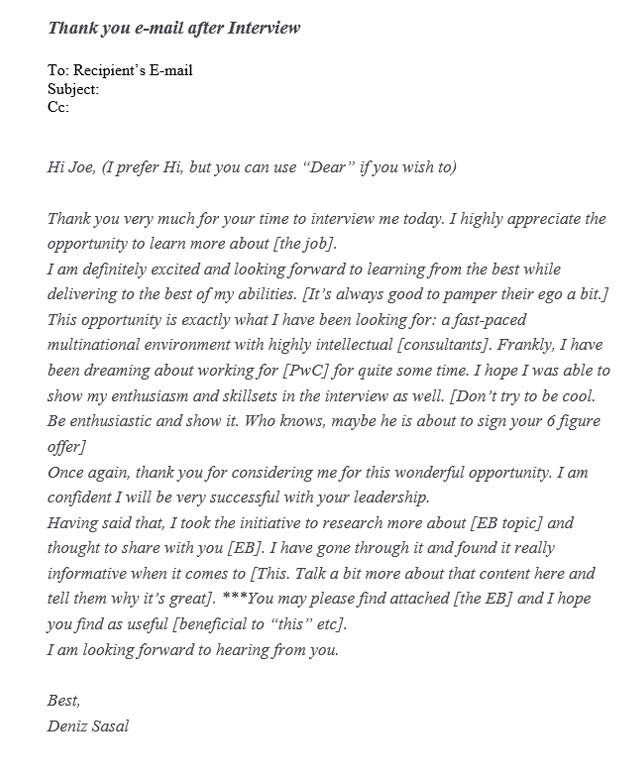 follow up email sample after interview
