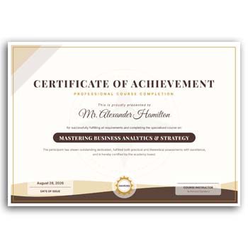 Course Training Certificate Template Editable