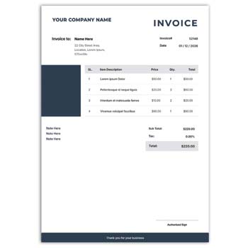 Invoice Format Receipt Template