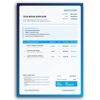 Office Stationery Quotation Format