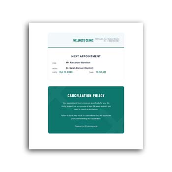 Online Appointment Card Template Editable