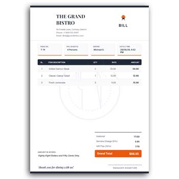 Restaurant Cash Memo Editable Template Free