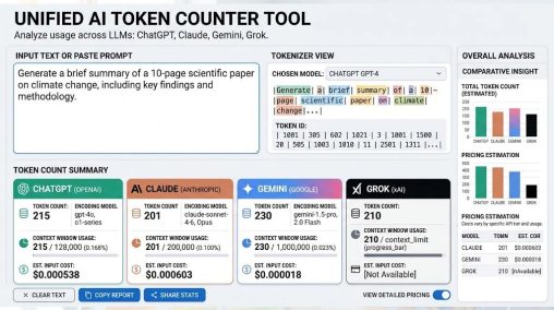 Token Counter Tool for ChatGPT, Claude, Gemini, Grok