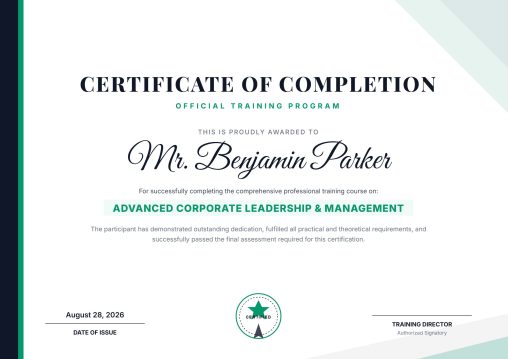 Training Program Certificate Format Editable PDF Free Download