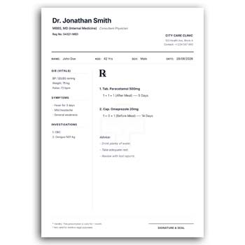 Doctor Prescription Template AI Editable Free Download